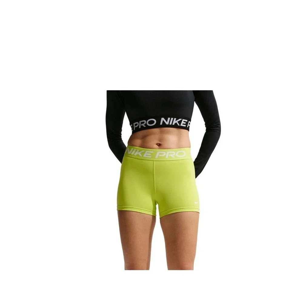 Nike Pro 365 Womens 3 Inch Shorts Volt Neon Yellow CZ9857-389 Size SMALL NEW‎